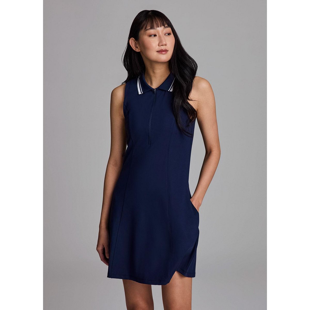 Женские платья RBX Active Tennis Dress with Pockets, Preppy Fashion Soft Jersey Knit 1/4 Zip Collared Tank Dress Tunic - Navy,M — фото 5
