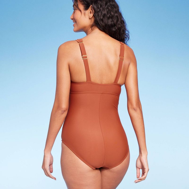 Women&#39;s Twist-Front Shirred Full Coverage One Piece Swimsuit - Kona Sol&#8482; , 3 of 6
