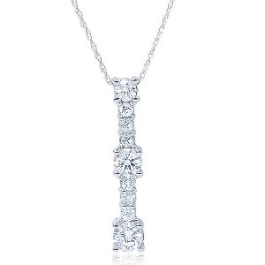 Pompeii3 14K White Gold 1/2ct Diamond Stick Pendant Necklace - 1 of 2