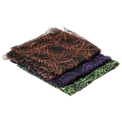 Northlight 3pc Purple, Orange and Green Spiderweb Halloween Decorations, 6ft