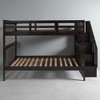 Full Over Full Stairway Bunk Bed with Storage Shelves, Convertible Design, Guard Rails, and Pine Frame - 2 of 4