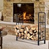 Tangkula 4 Feet Outdoor Firewood Storage Holder Heavy Duty Steel - 2 of 4