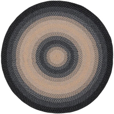 Braided Brd311 Hand Woven Area Rug - Black/grey - 8' Round - Safavieh :  Target