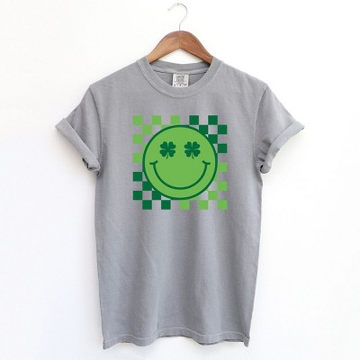 Simply Sage Market Women's Clover Eyes Smiley St. Patrick's Day Short Sleeve Garment Dyed Tee