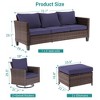 Sonkuki 5-Piece Patio Conversation Set with Swivel Rocking Chair, Navy Blue Cushion - 3 of 4