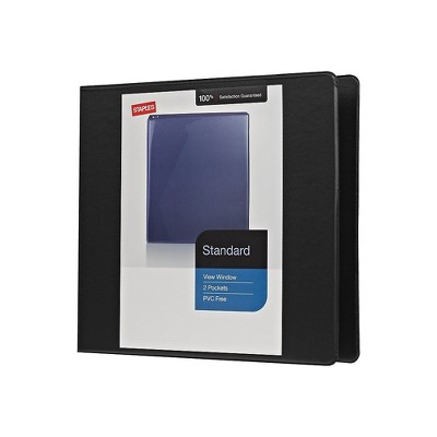 1" Staples Standard View Binder with Round Rings Black 976173