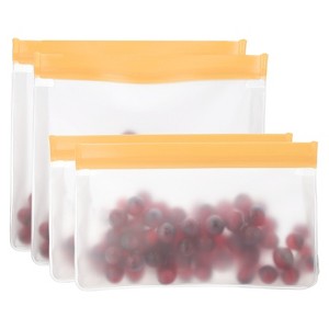 Unique Bargains Reusable Leakproof Zip PEVA Freezer Food Storage Bags 4 Pcs - 1 of 4