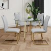 5-Piece Dining Set with Glass Circle Table and 4 PU Armless Chairs - 3 of 4