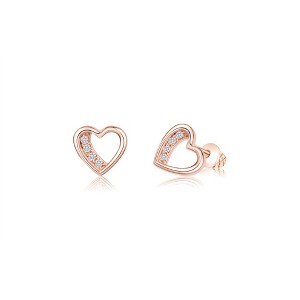 Chanteur Hypoallergenic Kids Jewelry Accessories Heart CZ Rose Gold Brass Plating Stud Earrings Surgical Titanium Posts - 1 of 1