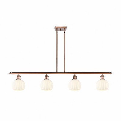 White Venetian - 4 Light Stem Hung Island In Modern Style-9 Inches Tall and 48 Inches Wide