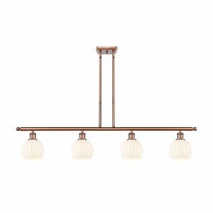 White Venetian - 4 Light Stem Hung Island In Modern Style-9 Inches Tall and 48 Inches Wide - 1 of 1
