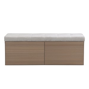 Vynxaria 49" Storage Bench with Adjustable Shelves, Padded Seat Cushion, Double Doors for Entryway, Hallway, Bedroom, Light Grey. - 1 of 4