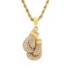Steeltime 24" 18k gold plated stainless steel and simulated diamonds boxing gloves pair pendant - 2 of 4