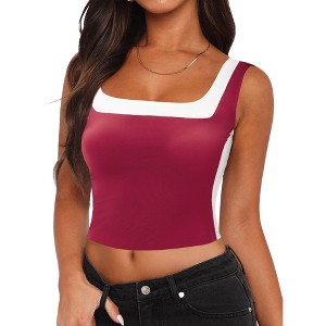 ATHLECHIC Women's Color Block Sleeveless Square Neck Crop Sport Tank Tops - 1 of 4