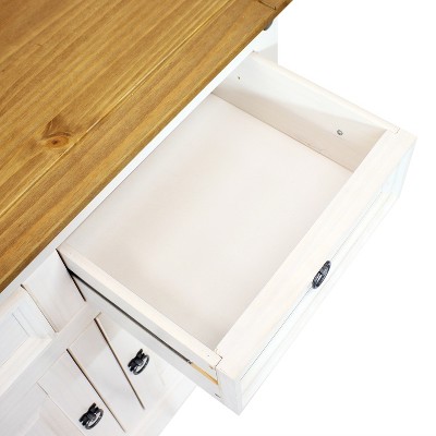 Sunnydaze White Pine Sideboard Cabinet with 2 Drawers and 2 Doors