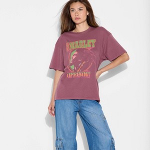 Women's Bob Marley Resurrection Short Sleeve Graphic T-Shirt - Cherry Brown - 1 of 3