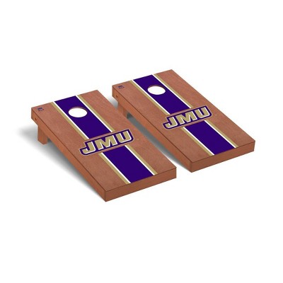 NCAA James Madison Dukes Premium Cornhole Board Rosewood Stained Stripe Version