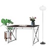 Vynxaria Madison Brown Office Desk MDF Top Chrome Frame Workspace with Modern Industrial Design - 3 of 4
