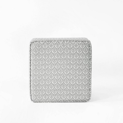 Light Gray Tufted Fabric Square Storage Ottoman with Wood Legs