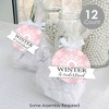Big Dot of Happiness Pink Winter Wonderland - Holiday Snowflake Birthday Party and Baby Shower Clear Goodie Favor Bags - Treat Bags With Tags 12 Ct - 2 of 4