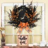 22" Orange Owl Halloween Wreath, Black Cat & Decorative Bow Halloween Wreaths, Halloween Decoration for Entryway Window Fireplace - 2 of 4