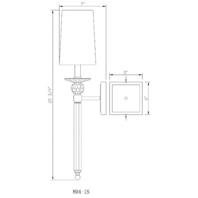 Ava Crystal Accents 25.5" Wall Sconce in Matte Black with White Shade