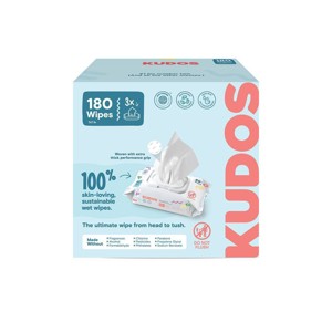 Kudos Skin-Loving Baby Wipes - 99% Water, Plastic-Free & Unscented - 180ct/3pk - 1 of 4