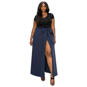 L I V D Women's Scuba Wrap Maxi Skirt - 1 of 3