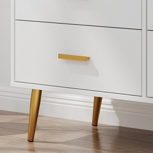 Modern 6 drawer storage chest with gold handles and metal legs for a living room, hallway or entryway - 1 of 4