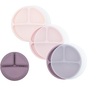WeeSprout Baby Plates with Lids, Food Grade Silicone Divided Plates for Kids - 3 Pack - 1 of 4