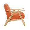 Modern Upholstered Accent Chair with Cushion Back and Seat Solid Rubberwood Natural Finish Living Room - 3 of 4