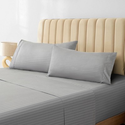 LuxClub 4-7 PC Microfiber Striped Performance Sheet Set, Soft Cooling Eco-Friendly Bed Sheets with 18in Deep Pockets