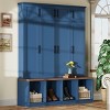 Entryway Hall Tree with Bench and Storage Cabinets, Hidden Hooks, Farmhouse Style Shoe Organizer with Compartments-The Pop Home - 2 of 4
