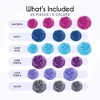 EpiqueOne 20-Piece Tissue Paper Pom Poms Party Decorations Kit - Blue, Teal, Purple, Lavender & Silver - 6", 8", 10", 12" & 14" - 2 of 4