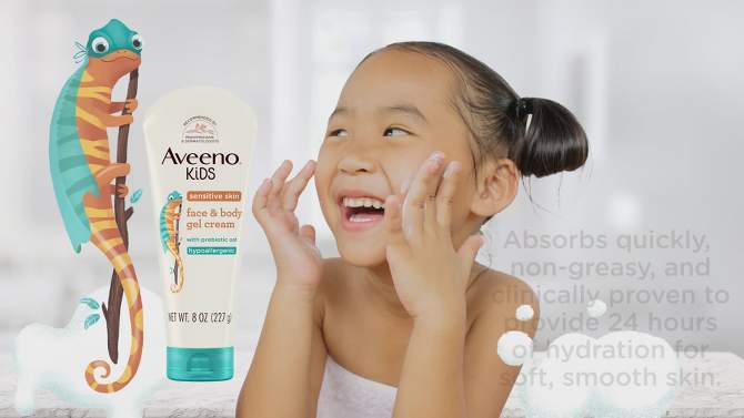 Aveeno Kids Sensitive Skin Face &#38; Body Gel Cream, Clinically Proven 24 Hour Hydration, Lightweight - 8oz, 2 of 11, play video