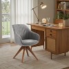 Art Leon Comfortable Fabric Swivel Accent Chair with Solid Oak Wood Legs - 2 of 4
