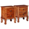 vidaXL 2X Acacia Wood Nightstands-Brown Vintage Bedside Tables w/Drawers, Handmade Bedroom Furniture, Solid Wood End Tables - 2 of 4