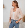 Coolmee Women's 3/4 Sleeve Cropped Cardigan Knit Sweaters Lightweight Open Front Shrug Bolero - 3 of 4