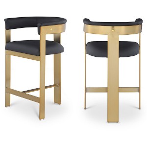 Meridian Furniture,Romeo Black Vegan Leather Counter Stool, Set of 2 - 1 of 4