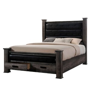 Queen Grayson Storage Poster Bed Gray Oak - Picket House Furnishings