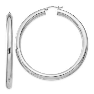 Black Bow Jewelry 5mm Sterling Silver, Extra Large Round Hoop Earrings, 60mm (2 3/8 In) - 1 of 4