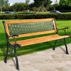 Tangkula Garden Metal Bench Porch Path Hardwood Chair for Patio Park  Outdoor Deck - 3 of 4