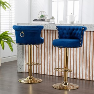MOONMISS Swivel Bar Stools Set of 2 Adjustable Counter Height Chairs with Footrest for Kitchen, Dining Room - 1 of 4