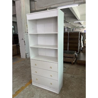 70.8" in Tall Bookshelf with 3 drawers for Living Room Office