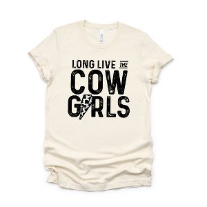 Simply Sage Market Women's Long Live Cowgirls Lightning Bolt Short Sleeve Graphic Tee - 1 of 2