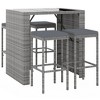 vidaXL 5 Piece Patio Bar Set with Cushions Gray Poly Rattan - 3 of 4