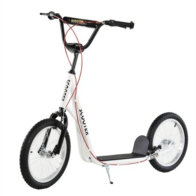 Aosom Youth Scooter Kick Scooter for Kids 5+ with Adjustable Handlebar Front and Rear Dual Brakes Inflatable 16" Wheels