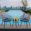 3Pcs Bistro Table Chair Set Of Heavy Duty 250lbs Wight Capacity, Wicker Set With 2 Chairs Tempered Glass Coffee Table, Conversation Furniture - 2 of 4