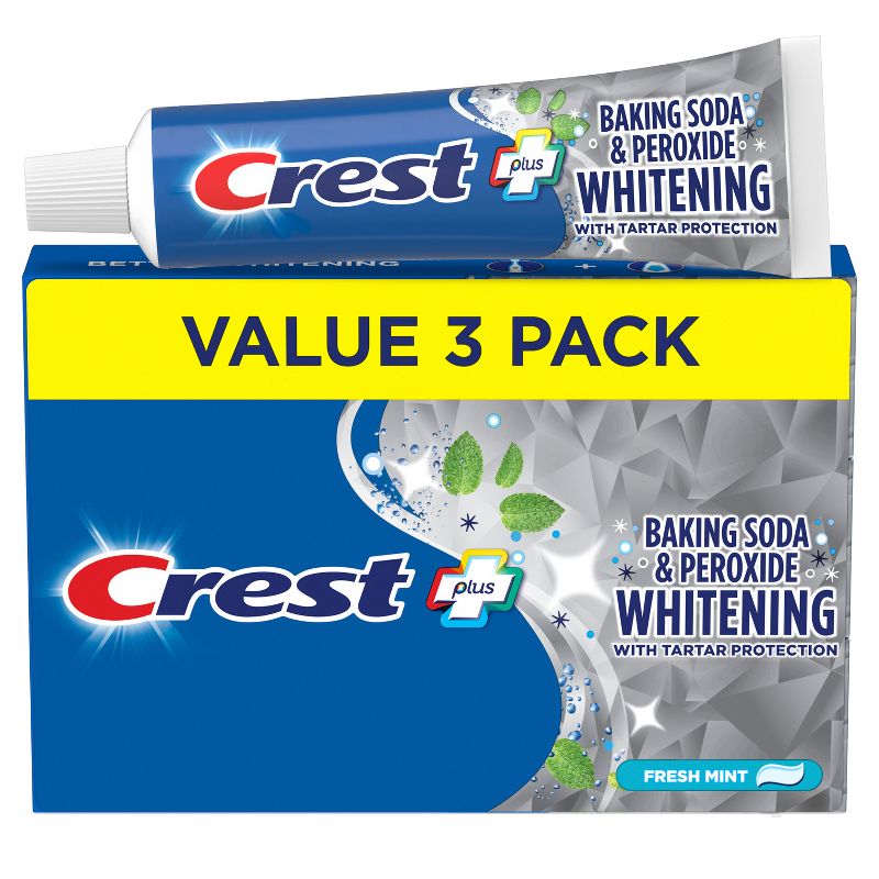 Crest Cavity &#38; Tartar Protection Toothpaste, Baking Soda &#38; Peroxide - 5.7oz/3pk, 1 of 9