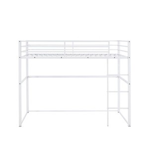 AZL1 Life Concept Beds Metal Loft Bed Twin Size Space-Saving Frame with Safety Guardrails for Kids Room, White, 77.36"*41.34"*62.2" - 1 of 4